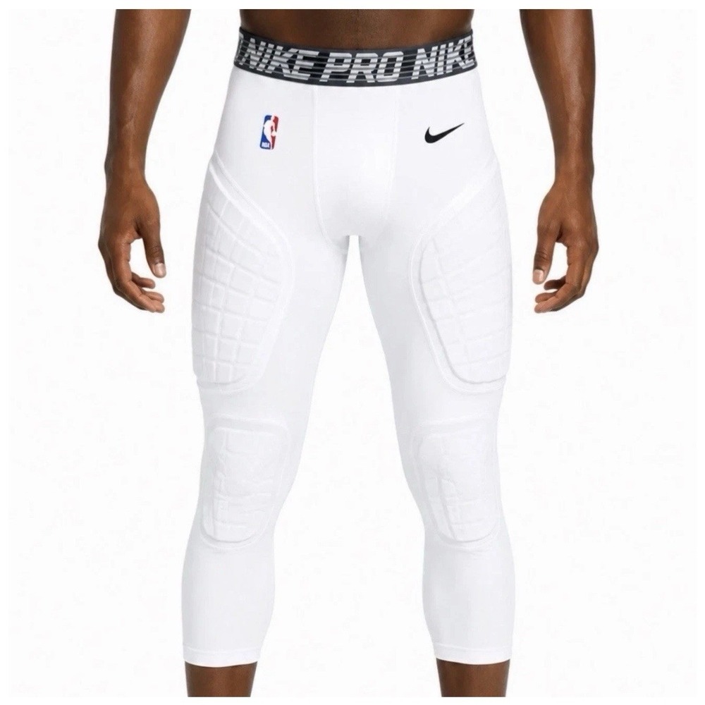 Nike Pro NBA Hyperstrong 3/4 Padded Basketball Tights White 881963-100 L Tall
